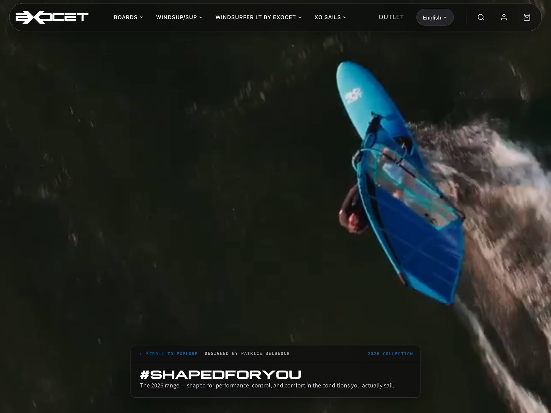 Exocet storefront, home page