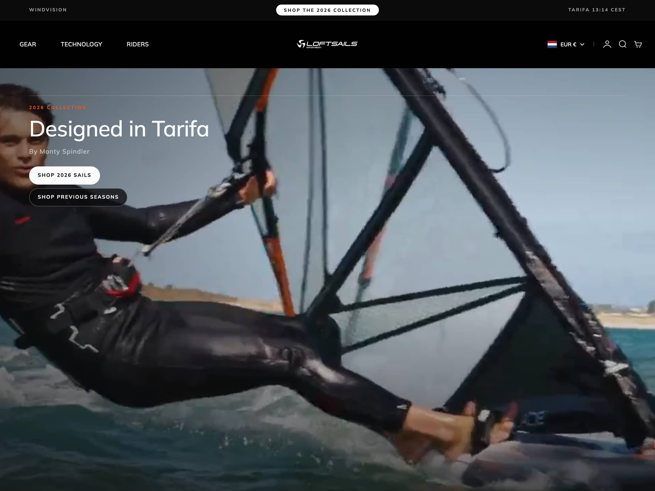 Loftsails storefront, home page